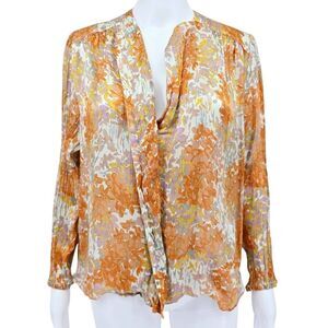 Vince. Silk Crepe Blouse Top Orange Fantasy XS